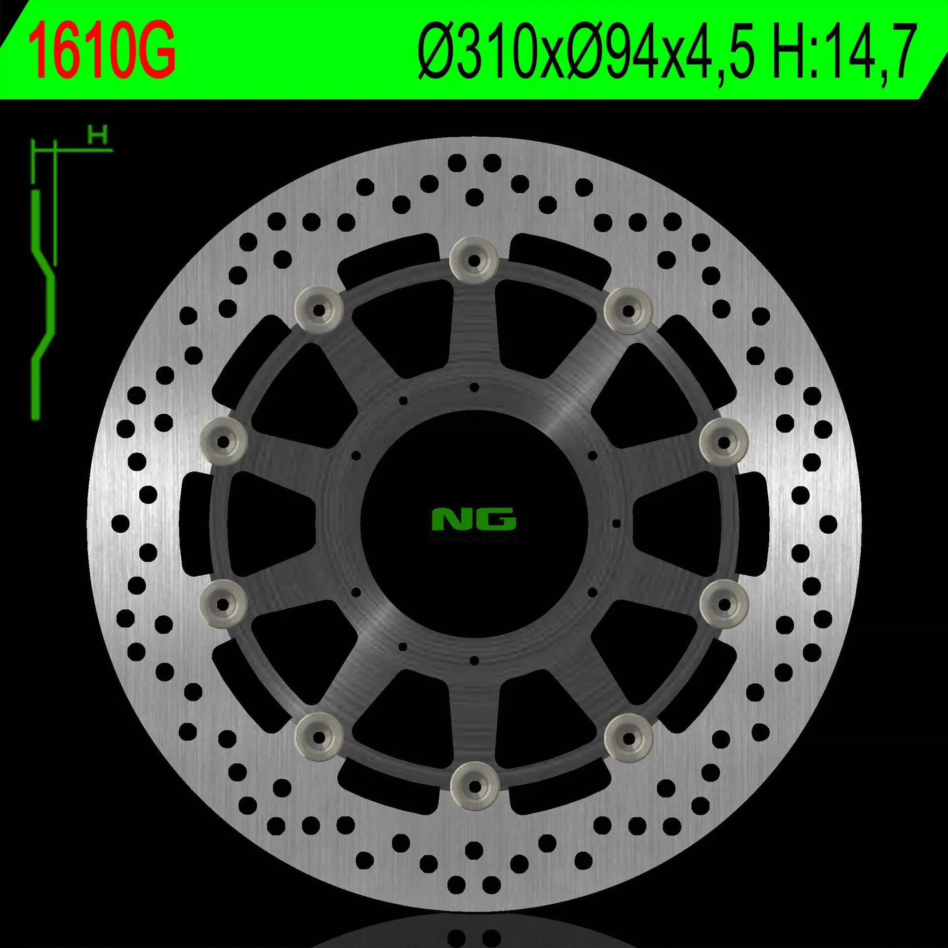 NG přední brzdový kotouč HONDA CB 1000R ABS 08-17 (310X94X4,5mm) (6X6,5mm) (NG přední brzdový kotouč HONDA CB 1000R ABS 08-17 (310X94X4,5mm))