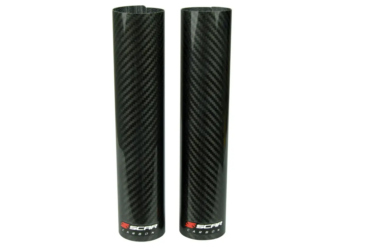 SCAR RACING samolepící kryty holení přední vidlice karbonové rozměry 240x52mm (velké motocykly) (SCAR RACING samolepící kryty holení přední vidlice)