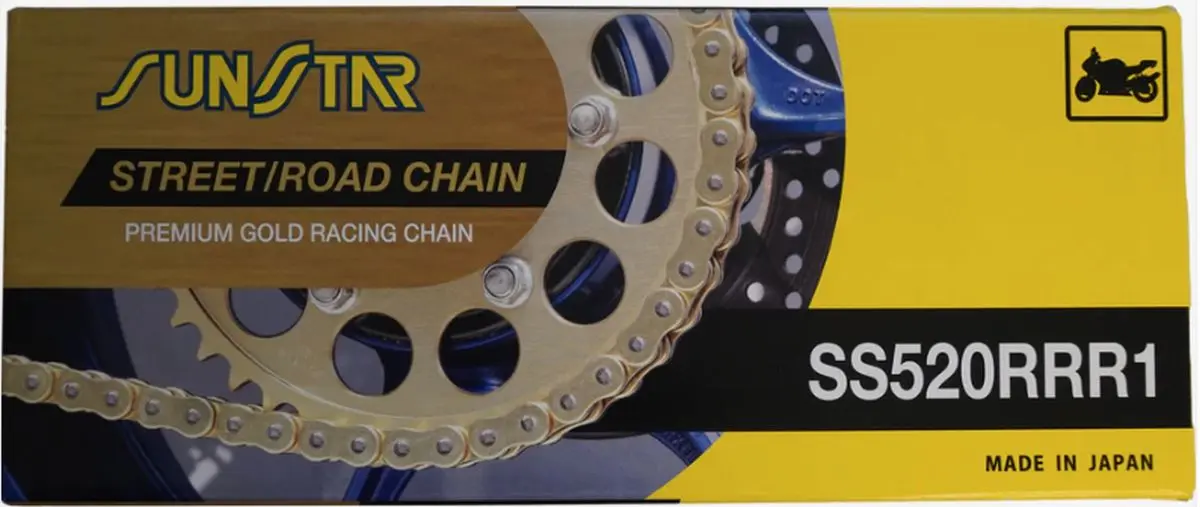 SUNSTAR hnací řetěz 520RRR1-118G (520ZVMX2GG) do 1000 ccm (XW RING) barva zlatá (520RRR1118G) - nahrazuje SS520RTG1-118G - MADE IN JAPAN (SUNSTAR)