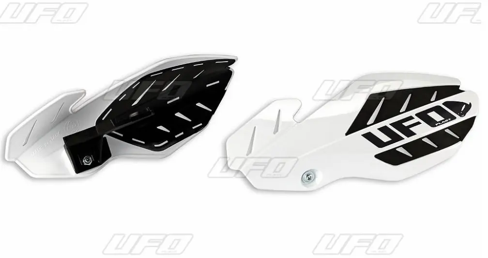 UFO kryty páček FLAME SUZUKI RMZ 250/450 12-17 barva bílá/černá (s upevněním) - nahrazený PM01652041 + PM01678 (UFO kryty páček FLAME SUZUKI RMZ)