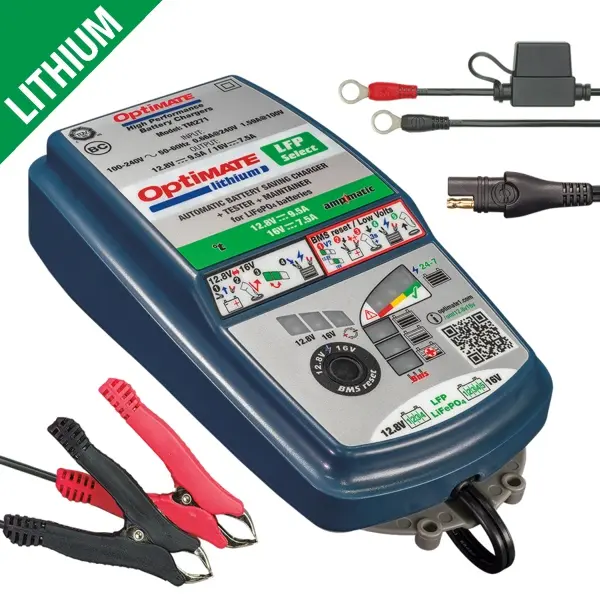 OPTImate nabíječka akumulátorů OPTImate LITHIUM LFP SELECT AMPMATIC 12.8V 9.5A / 16V 7.5A, 3-120AH, LFP / LIFEPO4, SAE (EL) (8) (TM270 V2) (OPTImate)