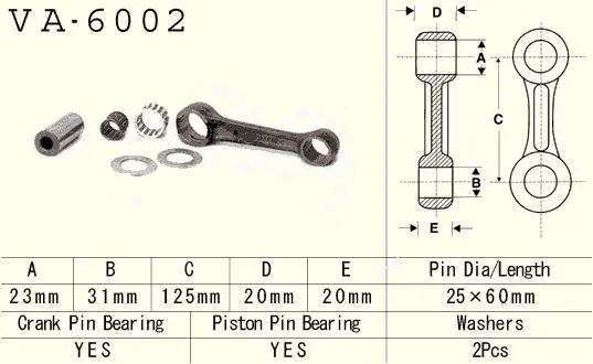VESRAH ojniční sada YAMAHA YZ 250 (YZ250) 90-98 (VESRAH ojniční sada YAMAHA YZ 250 (YZ250) 90-98)