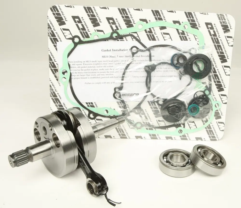 WISECO kliková hřídel KAWASAKI KX 80/85 91-05 (s ložisky klikovky + sada těsnění a gufer na spodek motoru) (HR4016) (WISECO kliková hřídel KAWASAKI)
