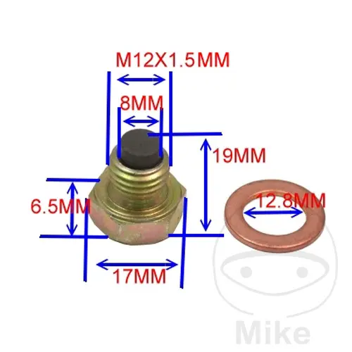 JMP magnetický olejový výpustný šroub M12X1.50 s těsnícím kroužkem ADLY/HER CHEE/HERKULES ATV 150 S SPORT 04-09, CHEE/HERKULES ATV 150 U UTILITY