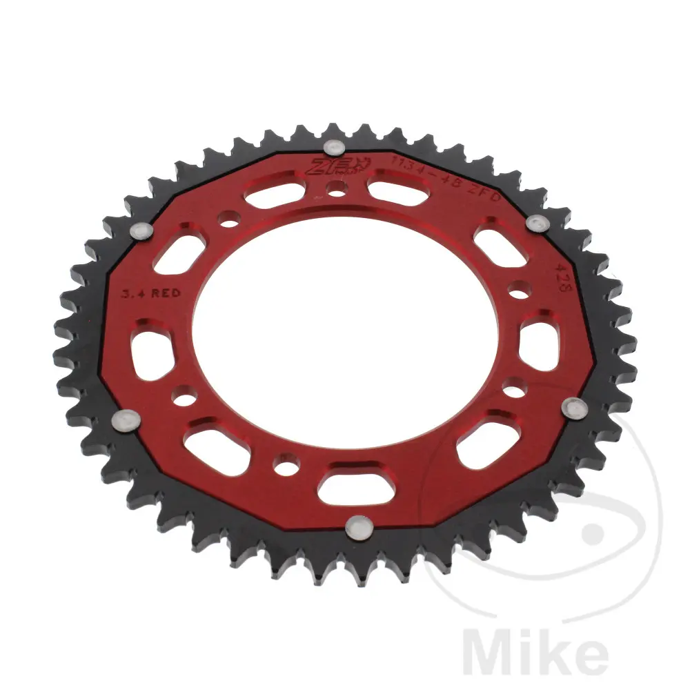 ZF Sprockets rozeta DUA 48Z pro řetěz 428 červená ZF vnitřní průměr 105 rozteč děr 125 DERBI MULHACEN 125 SPEICHENRAD 07-10, SENDA 125 R 04-08, SENDA