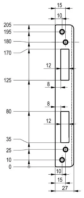 Protiplech 205x27x1,5 rovný