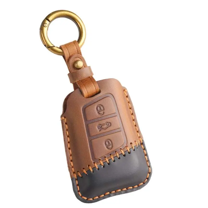 Kožené pouzdro pro autoklíč VW, Škoda, Seat hnědé