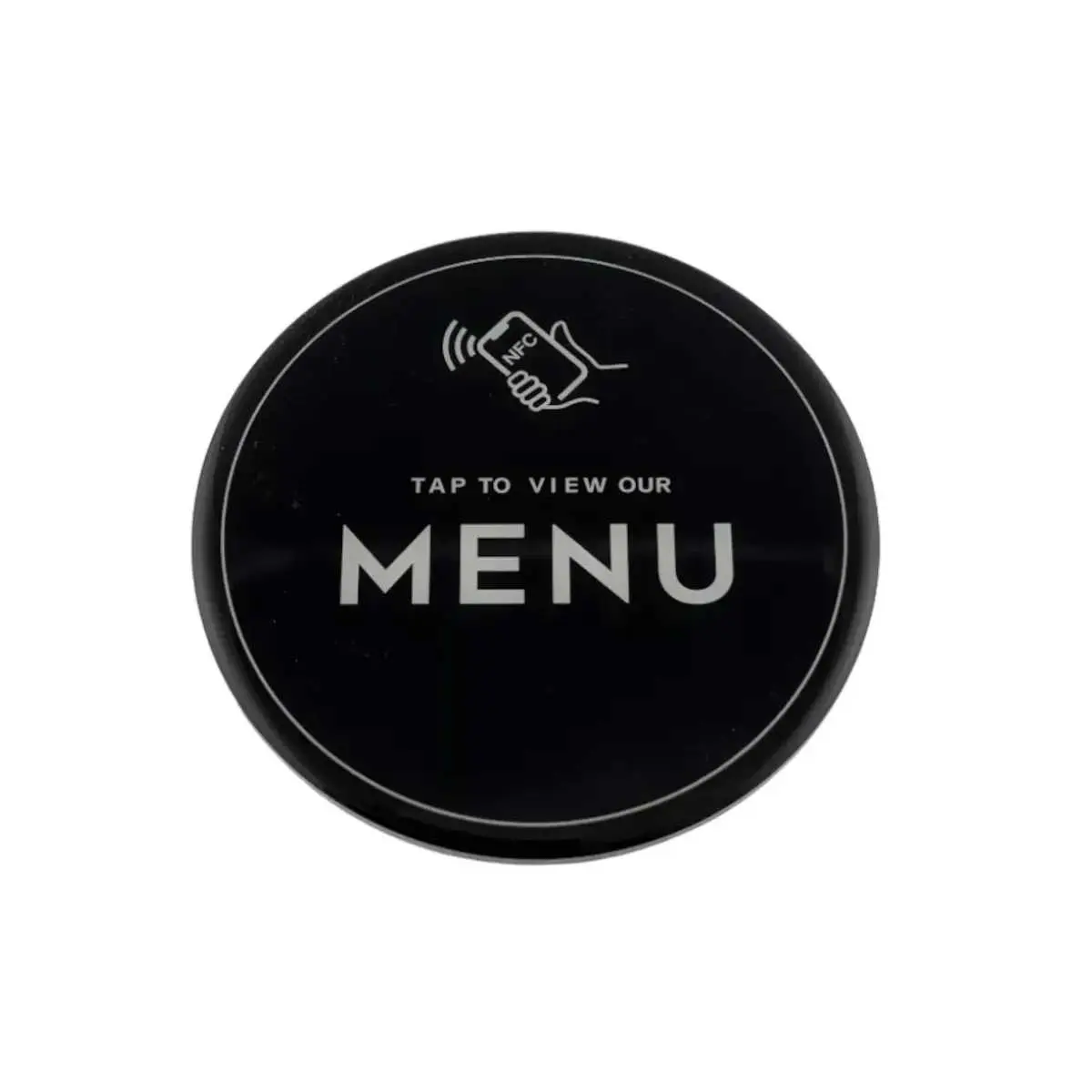NFC samolepka NTAG215 13,56MHz Tap to view our MENU černá