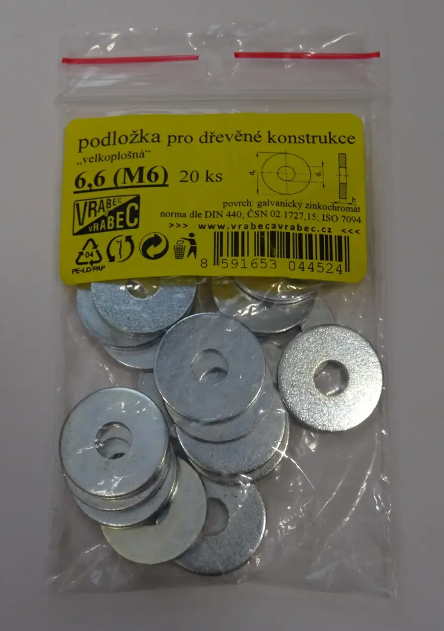 Podložky velkoplošné DIN 440, pozinkované, různé rozměry, Velikost: M12