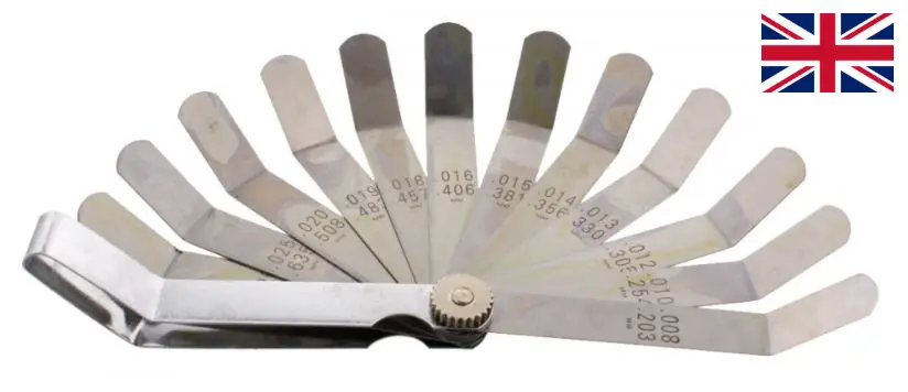Ventilové - spárové měrky zahnuté, palcové 0.008"- 0.026", 12 listů