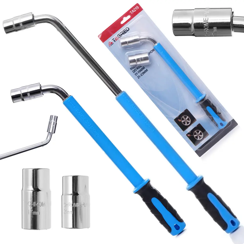 Teleskopický klíč na kola pro kola typu L 17-19 / 21-23 mm, 2 nástavce, gumová rukojeť