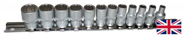 Nástrčné hlavice 12hranné palcové 3/8", 5/32" - 9/16", sada 12 ks na liště - ASTA