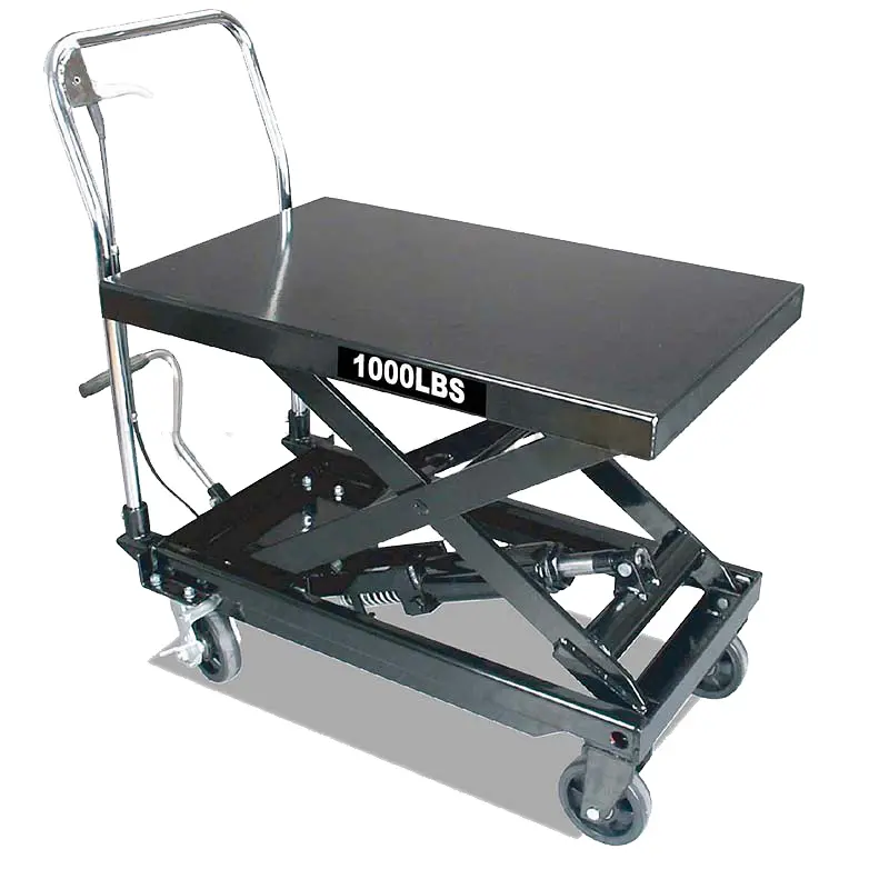 Pojízdný pracovní stůl zdvižný, nosnost 450 kg, s hydraulickým systémem