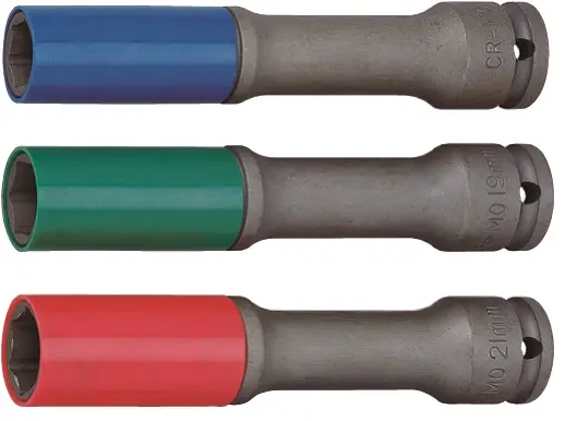 Nástrčné hlavice 1/2" prodloužené s krytkou na ALU pro rázové utahováky, 17-21mm JONNESWAY, Velikost: 19 mm