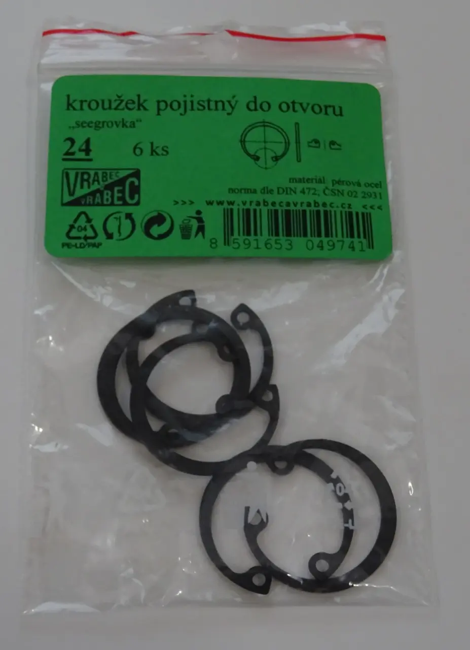 Pojistné kroužky do otvoru - vnitřní segrovky DIN 472, různé rozměry, Vnější průměr: 18 mm