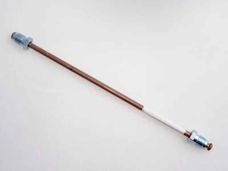Brzdové trubky 4,75 mm, s holendry typu F, zapertlované, měď/nikl, různé délky, Délka: 450 mm