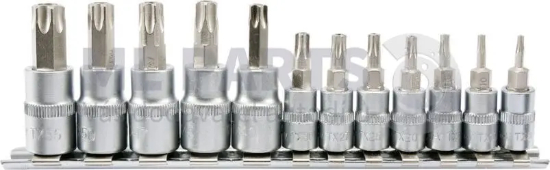 zestaw kluczy TORX na szynie z otworem 12cz.