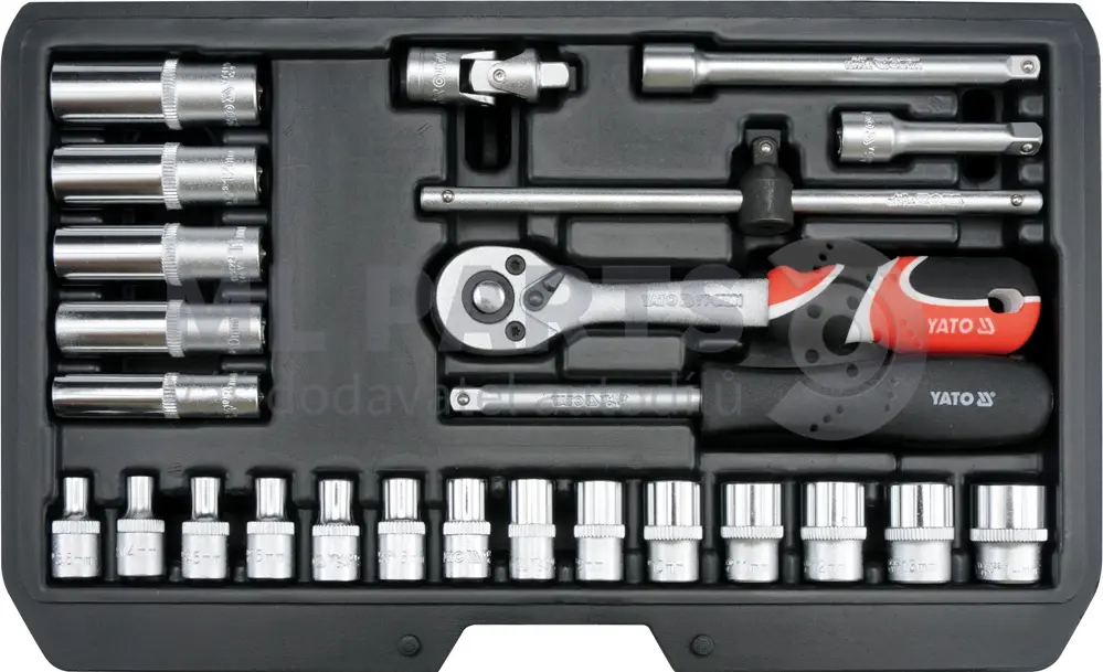 zest.kl.nasad. 1/4" 25 elem z grzechotką METRYCZNE