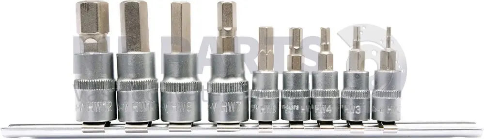 Sada HEX adaptérů na liště 1/4" 9 ks YATO YT-04401
