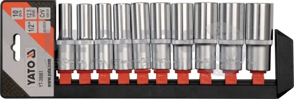 zestaw nasadek dł. 1/2" 10cz zes. nasadek długich 1/2", 10cz.
