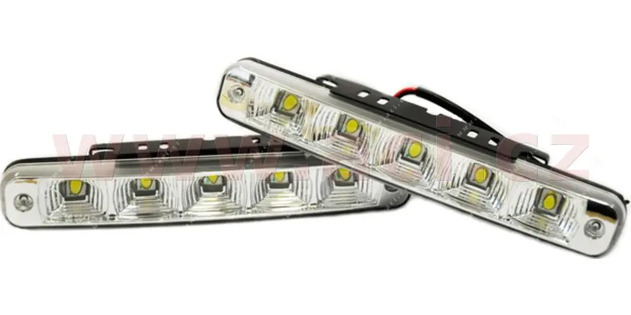 přídavná světla LED pro denní svícení 12 V, 5x SMD v každém světle, 189x28x39 mm sada včetně kabeláže