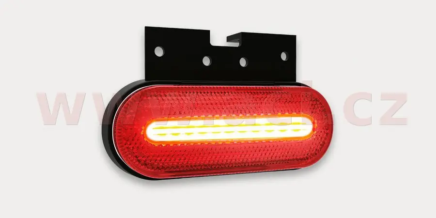 poziční světlo LED oválné červené (124x75 mm) s odrazkou, s držákem v horní části