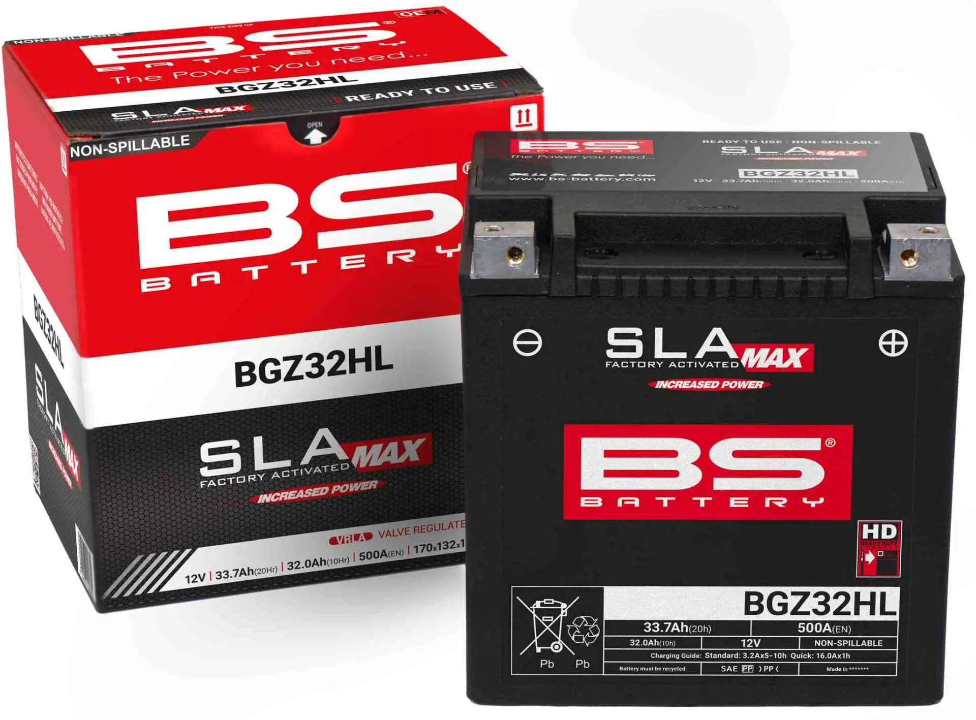 BS akumulátor BGZ32HL MAX (FA) (YTX30L,YTX30HL,YTX30L-BS, YB30L-B) 12V 32AH 170X132X175 bezúdržbový - plněný (zvýšený startovací proud) (500A)