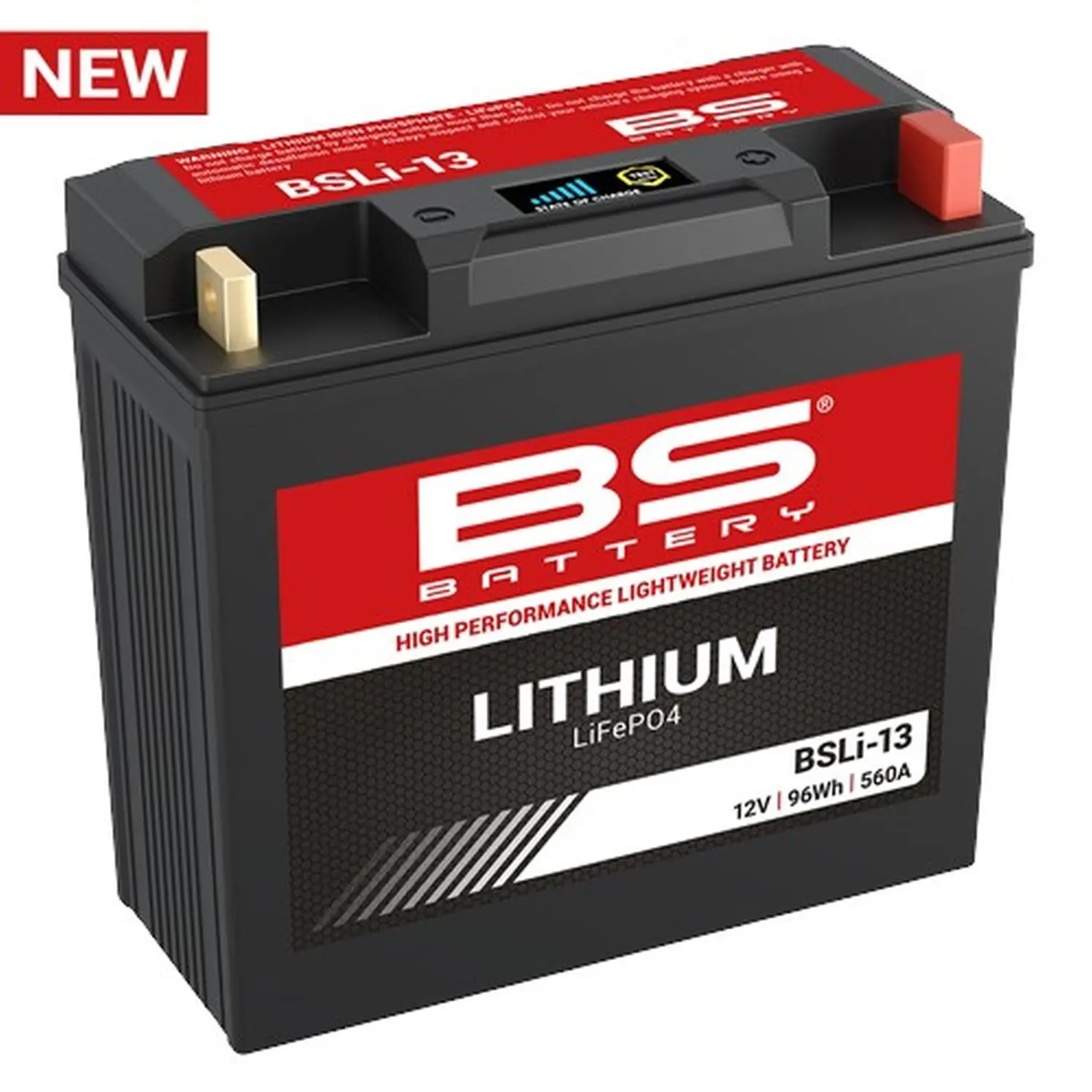 BS akumulátor lithium-iontový s indikátorem nabití LIFEPO4 BSLI-13 (183X79X170) (12,8V,560A,96WH,8AH) (51913) (4) ( )