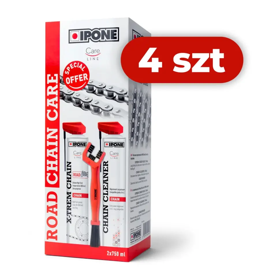 IPONE ROAD CHAIN CARE sada na čištění a mazání řetězu (2 X 750ML) s kartáčem (CARELINE) (AKC) (4) KARTON 4 kusy ( )
