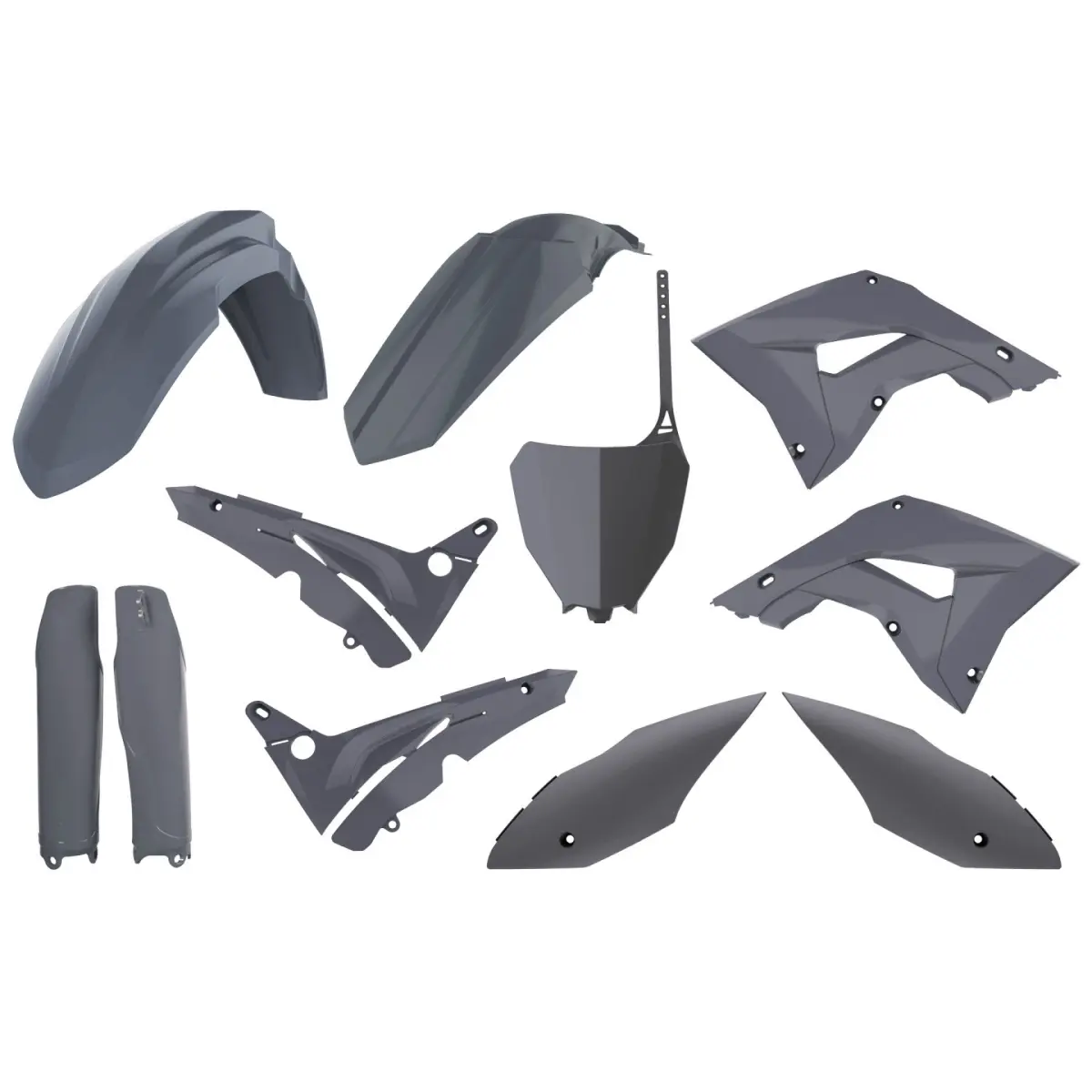 POLISPORT kompletní sada plastů HONDA CR 125/250 02-07 (restyling na model 2020) v sadě kryty tlumičů (8351700005) barva šedá nardo šedá (POLISPORT)