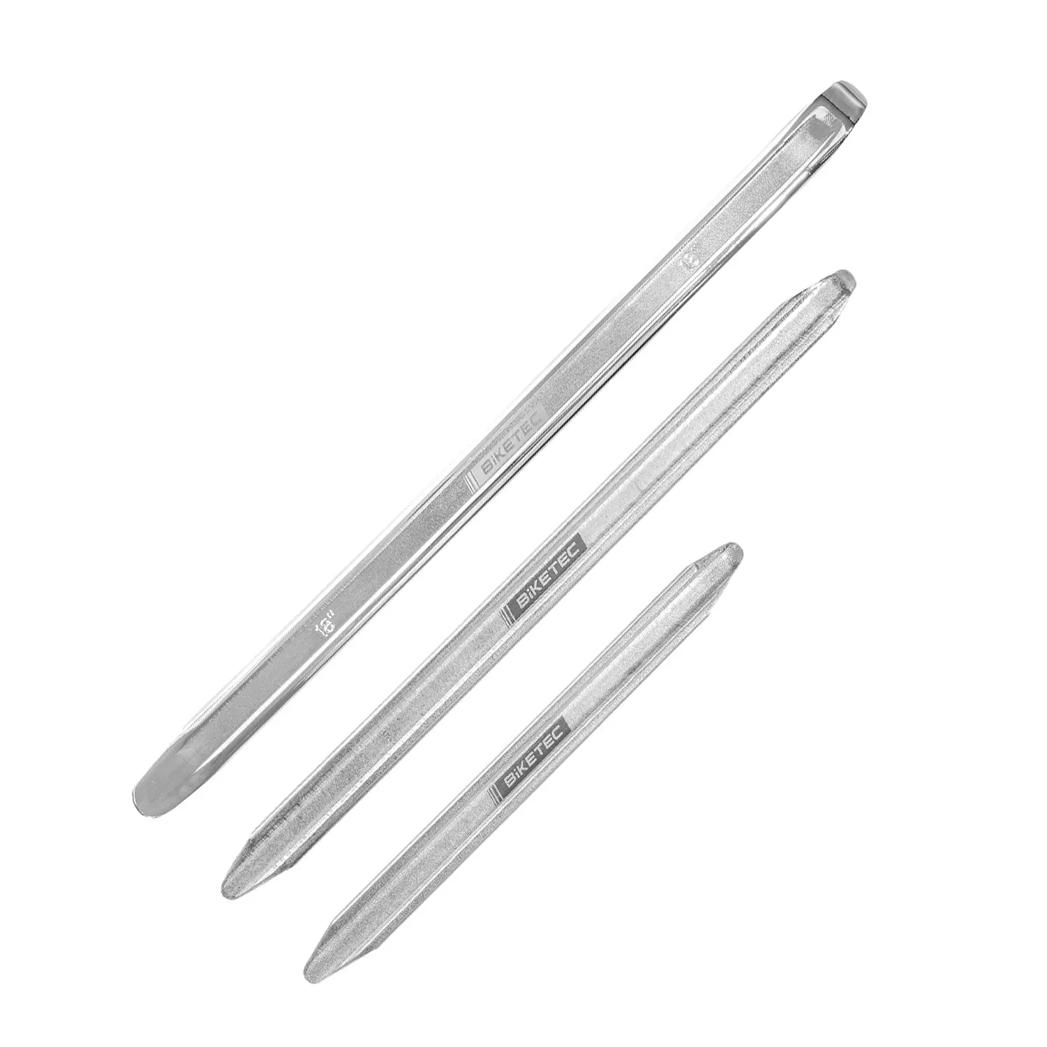 BIKETEC sada 3 kusy montážní páka na pneumatiky rovná / plochá 250 X 22 X 6 mm (25 cm) + BIKETEC montážní páka na pneumatiky rovná / plochá 350 X 22 X