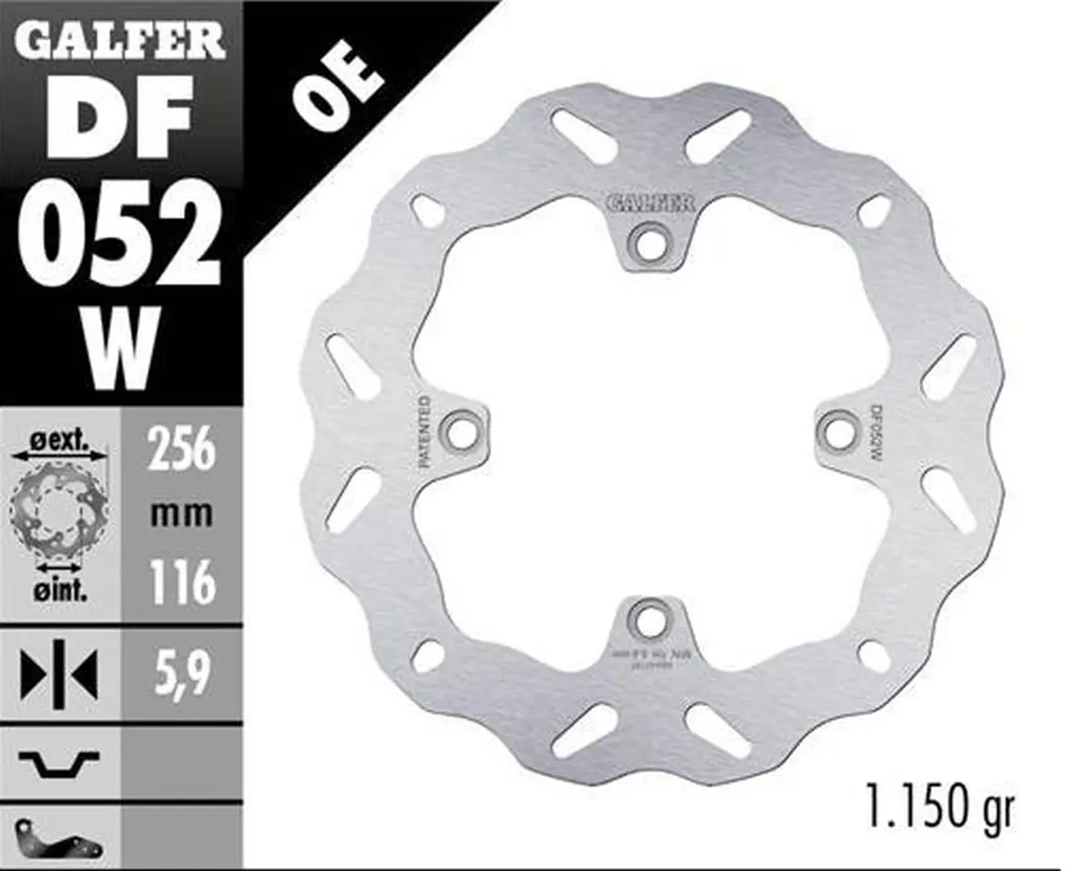 GALFER brzdový kotouč zadní HONDA CRF 1000L AFRICA TWIN 15-23 (WAVE FIXED) (256X116X5,9mm) ( )