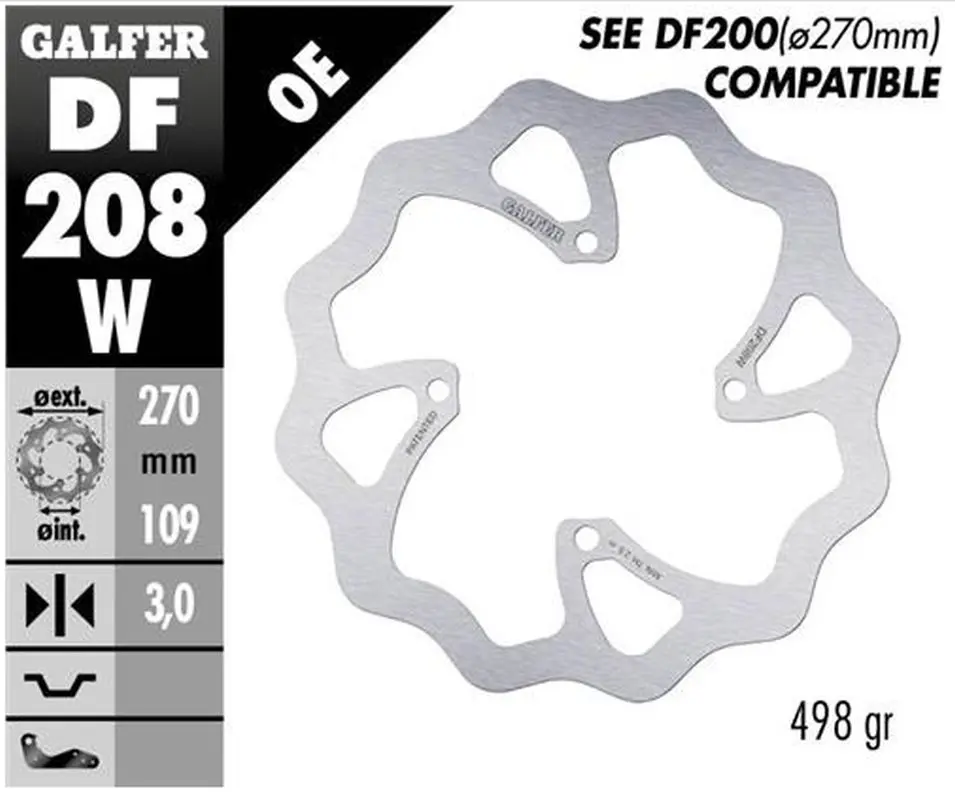 GALFER přední brzdový kotouč KAWASAKI KX 250F/450F 15-, KX 250X/450X 21- WAVE (270X109X3mm) ( )