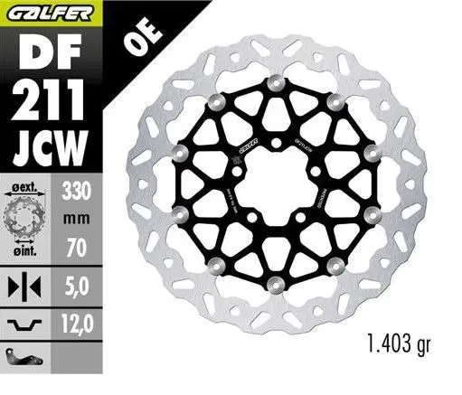 GALFER přední brzdový kotouč KAWASAKI ZX 10R SE 18-; ZX 10RR NINJA 17- (FLOATECH) (330X70X5mm) ( )