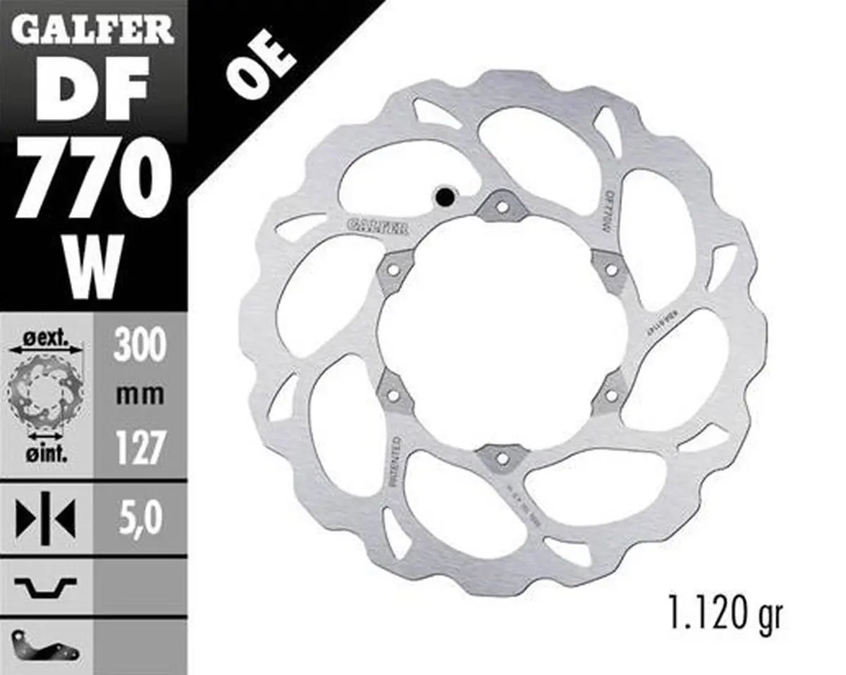 GALFER přední brzdový kotouč KTM 690R ENDURO 08-23; 950R SUPER ENDURO 06-; 990 ADVENTURE 06-; 990R SUPER ENDURO 06-; HUSQVARNA 701 ENDURO 16- (WAVE