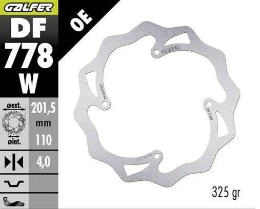 GALFER brzdový kotouč zadní KTM SX 85 07-10; XC 105 07- (201X110X4) WAVE ( )