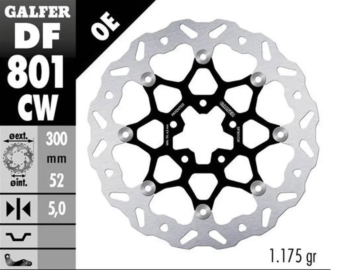 GALFER přední brzdový kotouč KTM 790 DUKE 18-23; 890 DUKE 21-22 (WAVE FLOATING) (300X52X5mm) (GALFER přední brzdový kotouč KTM 790 DUKE 18-23; 890)