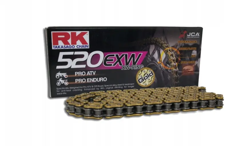 RK hnací řetěz GB520EXW-120 (XW-RING) nýtovací spojka (CLF) v sadě barva zlatá (objem: do 750 ccm) ( )