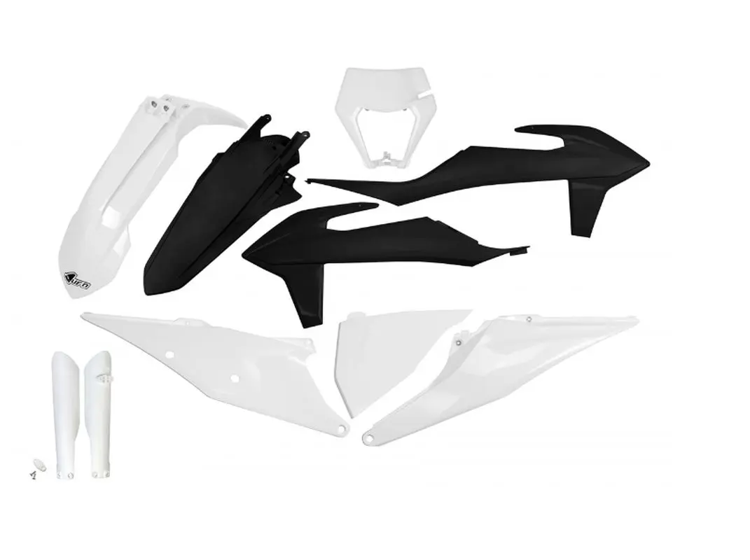 UFO kompletní sada plastů (FULL KIT) s kryty tlumičů KTM EXC 125 20-21, EXC 250 / 300 TPI 20-23, EXC-F 250 / 350 / 450 / 500 20-23 barva OEM bílá