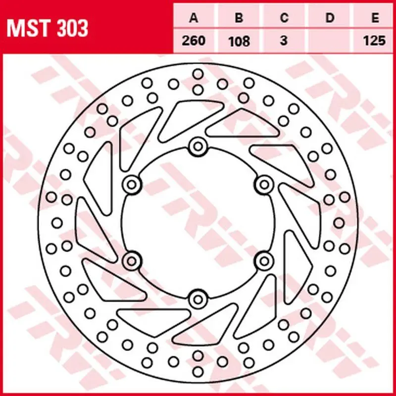 TRW ZF přední brzdový kotouč GAS GAS EC 125 99-, EC 200/250 99-18, XC 250 17-, EC 300 99-16, EC 450 02-, EC 515 08-10, MC 125/250 94-09 (260X108X3mm)