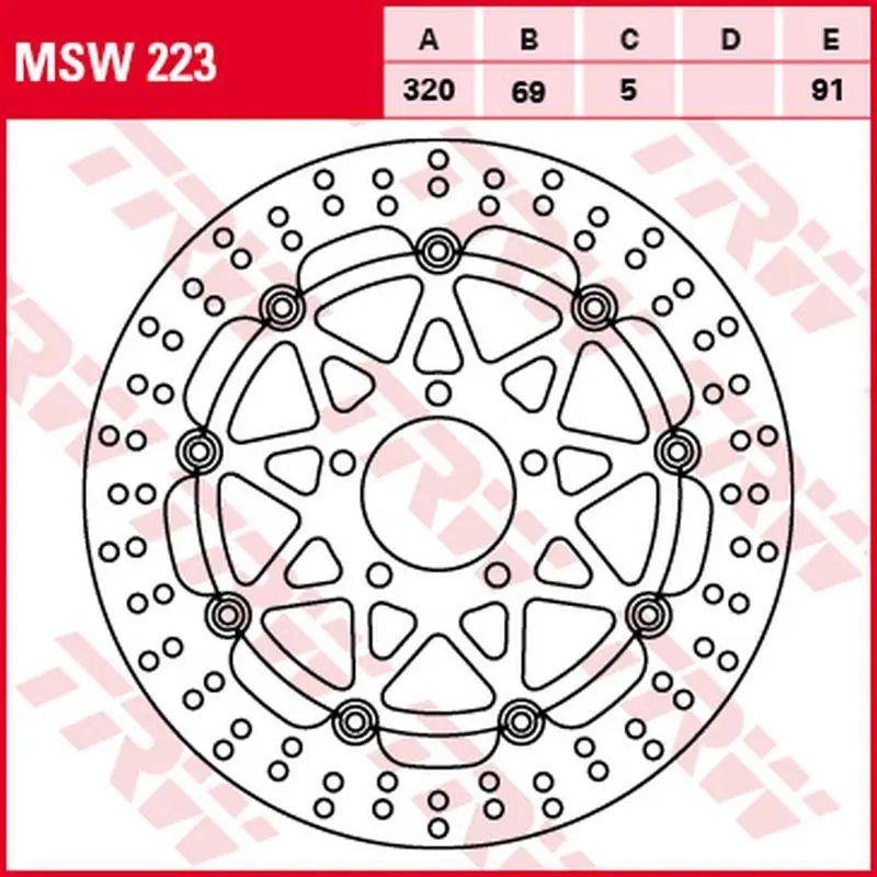 TRW ZF přední brzdový kotouč SUZUKI GSX-R 600 97-03, GSX-R 750 96-03, GSX-R 1000 01-02, TL 1000R 98-99, TL 1000S 97-01, GSX 1300R HAYABUSA 99-07, GSX