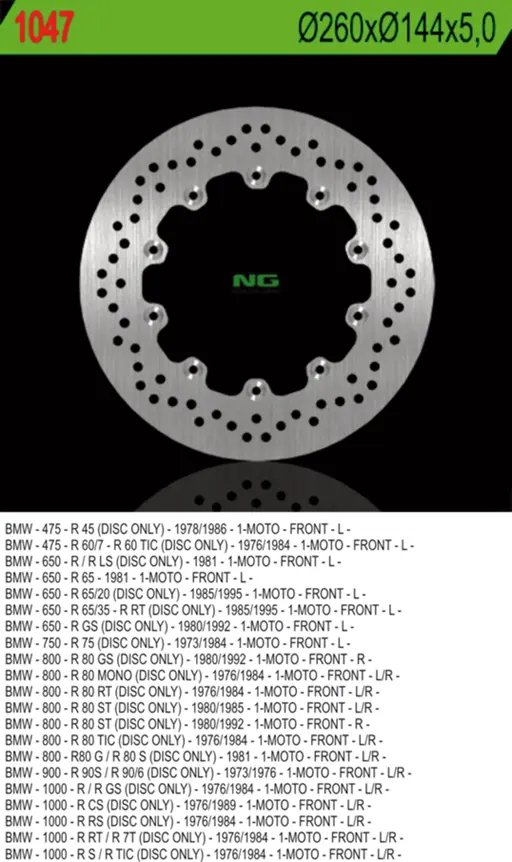 NG přední brzdový kotouč BMW R45/60/65/75/80/90/100 (260X144X5) 10 otvorů průměr 5 ( )