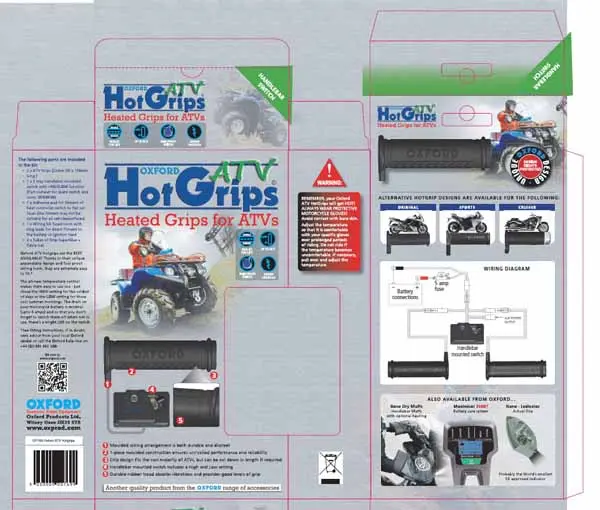 OXFORD gripy vyhřívané OXFORD ESSENTIAL ATV/QUAD s ovládacím panelem do řidítek 22mm (EL) (OXFORD gripy vyhřívané OXFORD ESSENTIAL ATV/QUAD s)