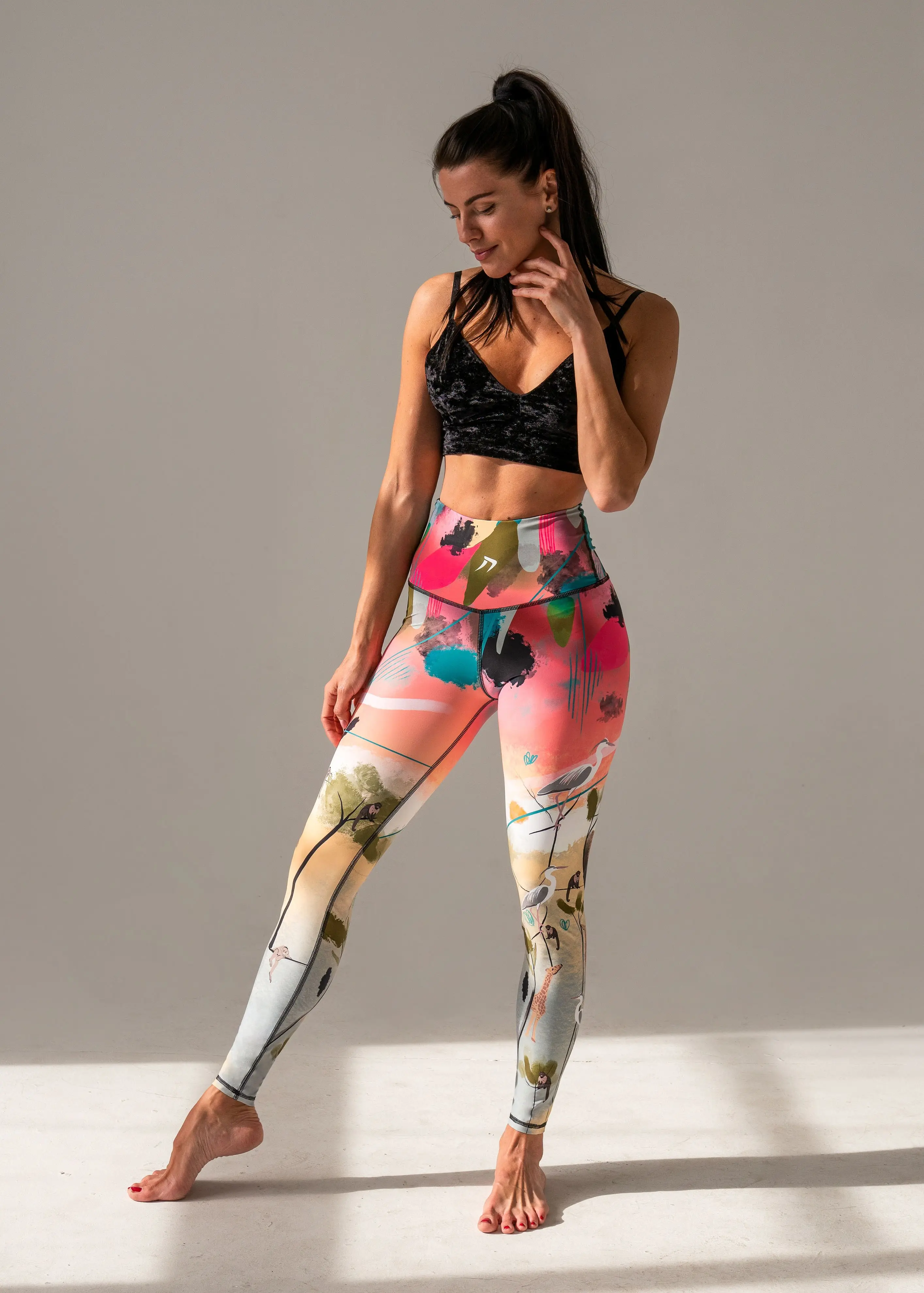 Sportovní pestré legíny s vysokým pasem KFIT® Africa,