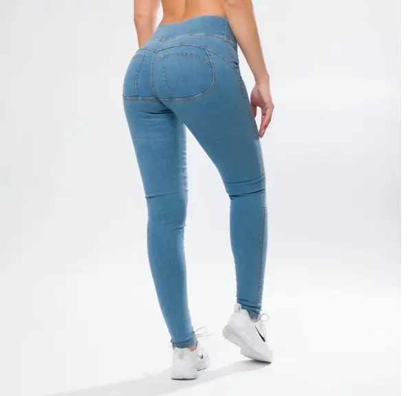 Jeansové legíny push up double světle modré D.I.S.,