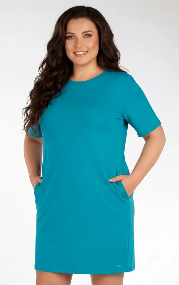 LITEX Dámské šaty pro plnoštíhlé PLUS SIZE petrolejové, XXL