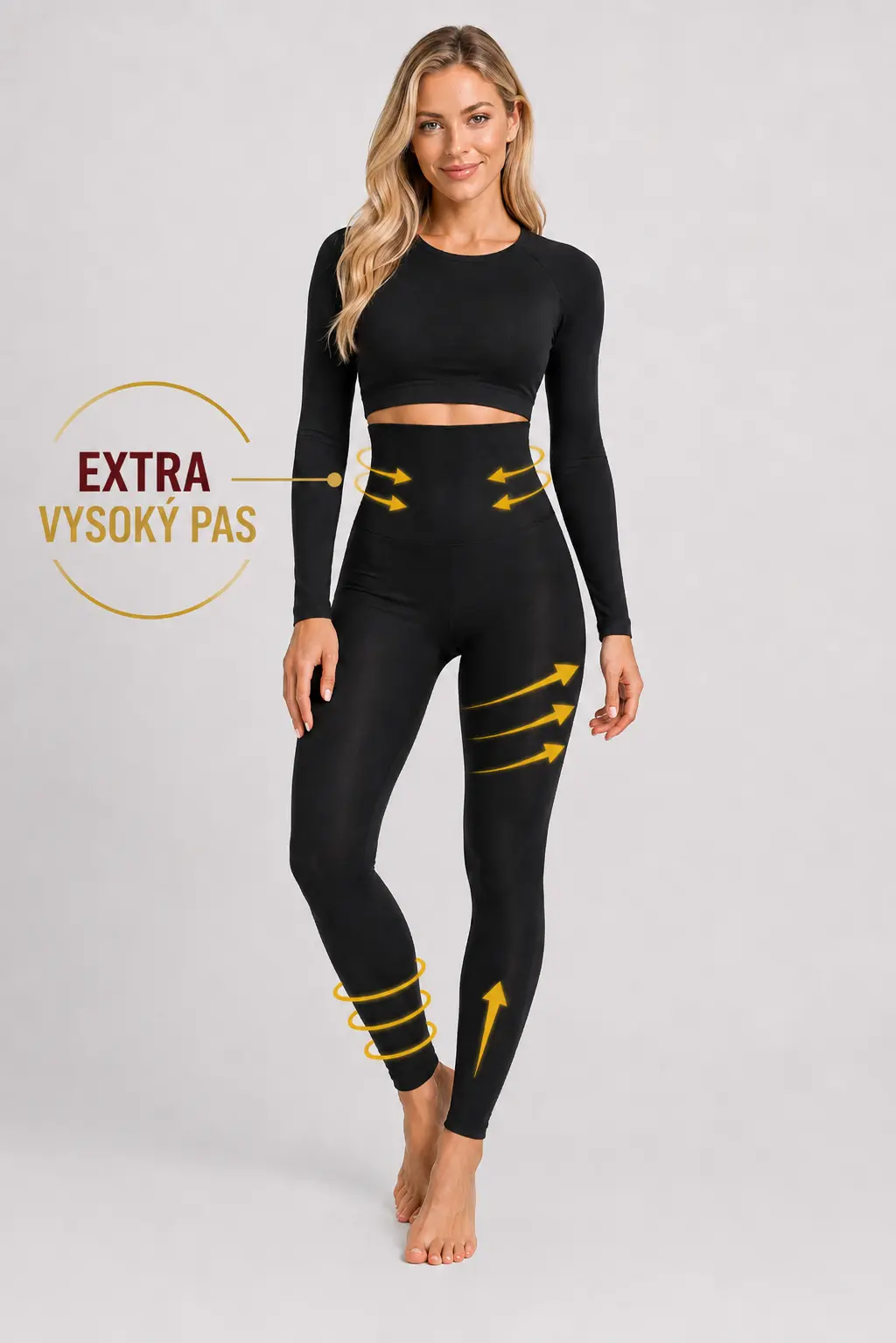 Anticelulitidní formující kompresní legíny OLIVIA s extra vysokým pasem,
