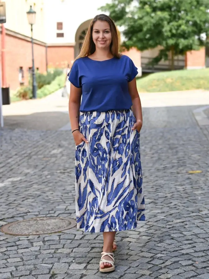 SLEVA- Evona Dámské bavlněné tričko KERANA 034 modré, XL