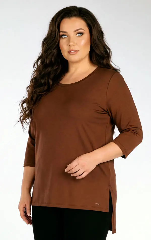 LITEX Tunika dámská pro plnoštíhlé PLUS SIZE hnědá,