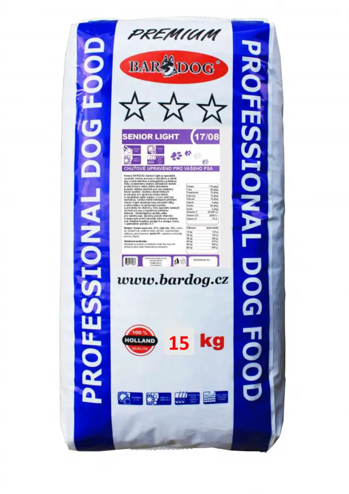 Granule Bardog Prémiové granule Senior Light 17/08 - 15 kg